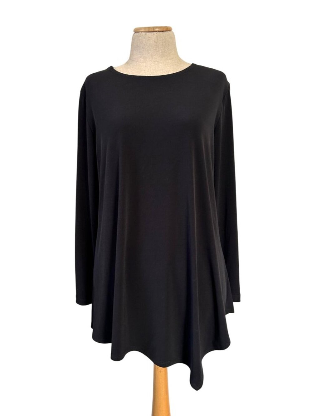 Clara Sunwoo Womens Sz M Black Asymmetrical Hem Long Sleeve Tunic Top